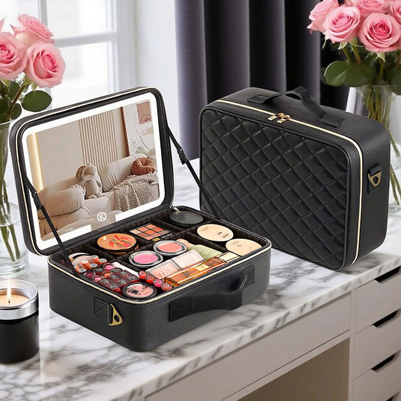 Beauty Zone Makeup - Büyük Boy Seyahat Makyaj Çantası Aynalı,